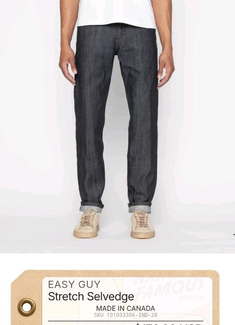 Naked And Famous 12.5oz Japanese Easy Guy Selvedge Button Fly Denim Jeans 38